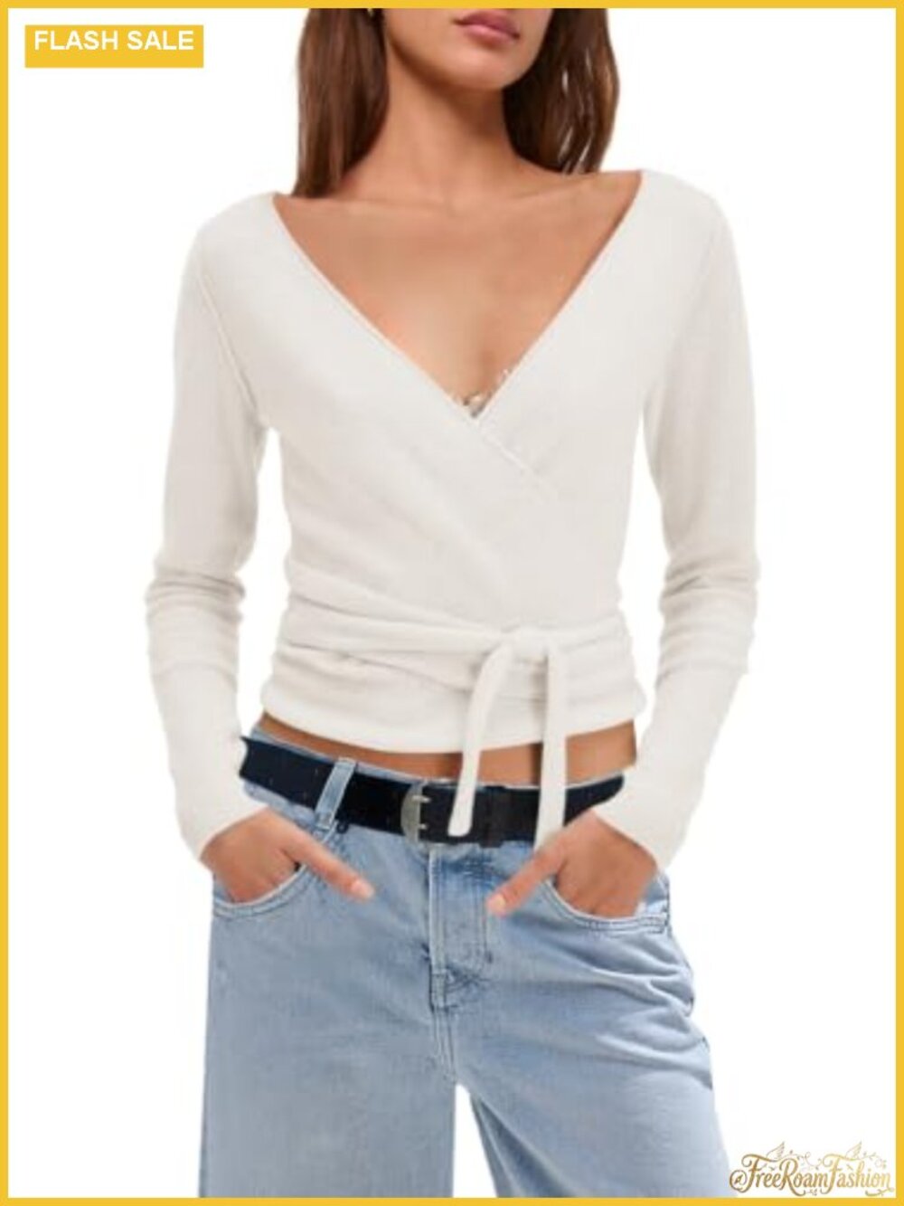 Women's Reversible Wrap Top Long Sleeve Slim Fit V-Neck Pilates Ballet Cardigan